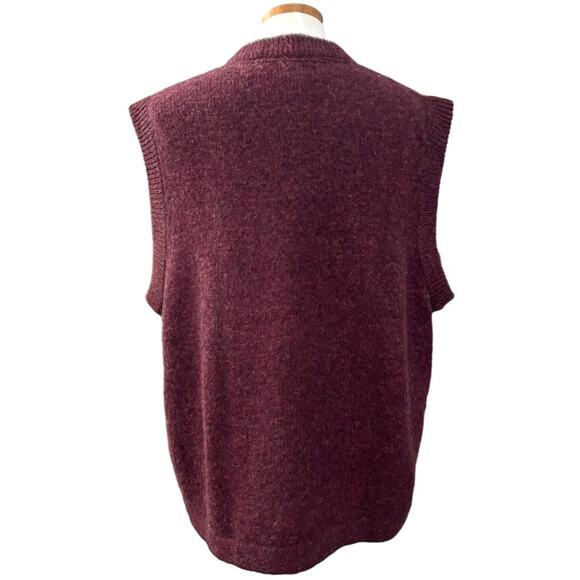 Vintage Woolrich Wool Knit Vest XL Academia Cottage V-neck Retro Wine Burgundy - Picture 11 of 13